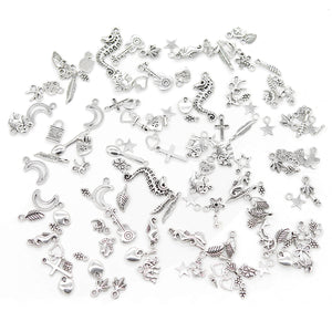 Random Mixed Shape Tibtan Silver Charms Pendants for DIY Jewelry