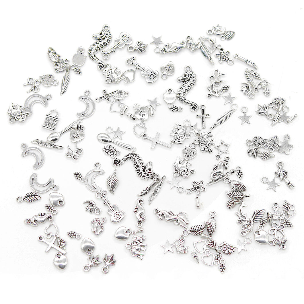 Random Mixed Shape Tibtan Silver Charms Pendants for DIY Jewelry