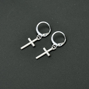 Silver Color Small Cross Drop Dangle Earrings For Women New Trendy